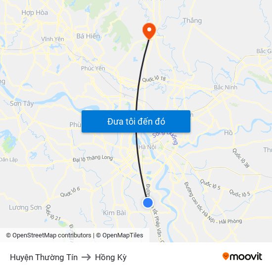 Huyện Thường Tín to Hồng Kỳ map