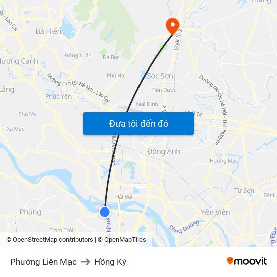 Phường Liên Mạc to Hồng Kỳ map