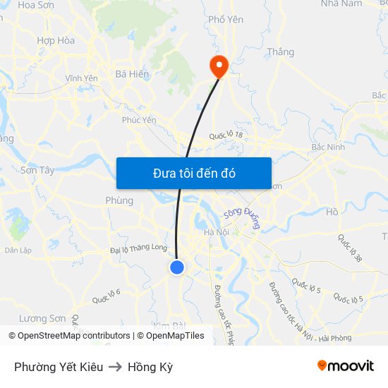 Phường Yết Kiêu to Hồng Kỳ map