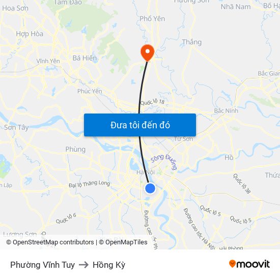 Phường Vĩnh Tuy to Hồng Kỳ map