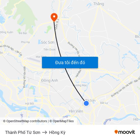 Thành Phố Từ Sơn to Hồng Kỳ map