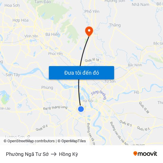 Phường Ngã Tư Sở to Hồng Kỳ map