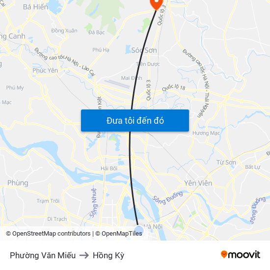 Phường Văn Miếu to Hồng Kỳ map