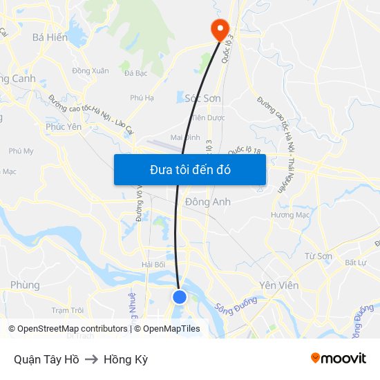 Quận Tây Hồ to Hồng Kỳ map