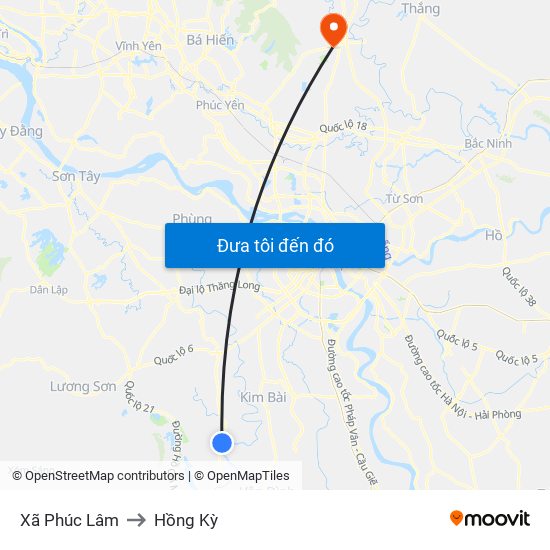 Xã Phúc Lâm to Hồng Kỳ map