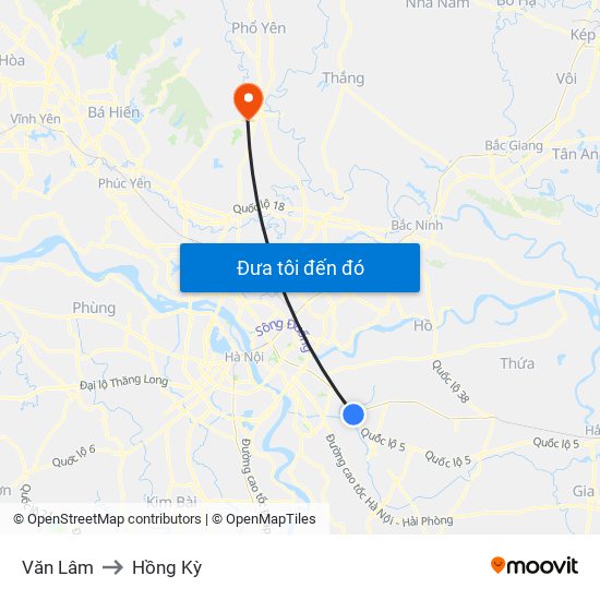 Văn Lâm to Hồng Kỳ map