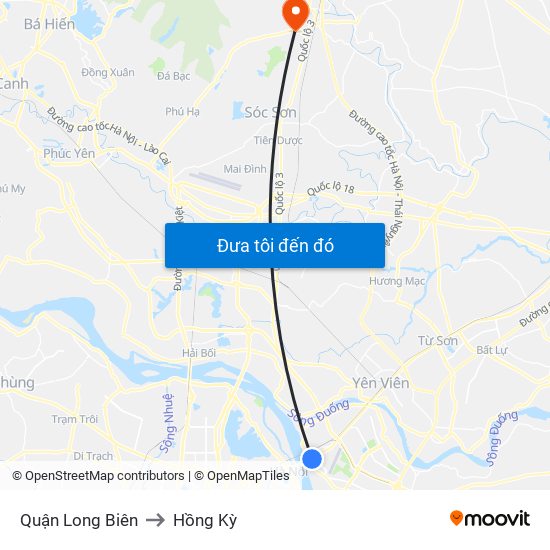 Quận Long Biên to Hồng Kỳ map