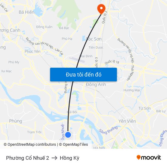Phường Cổ Nhuế 2 to Hồng Kỳ map