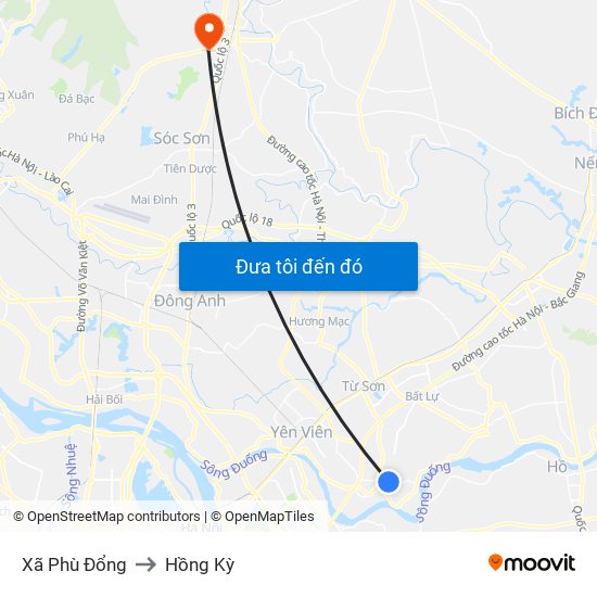 Xã Phù Đổng to Hồng Kỳ map