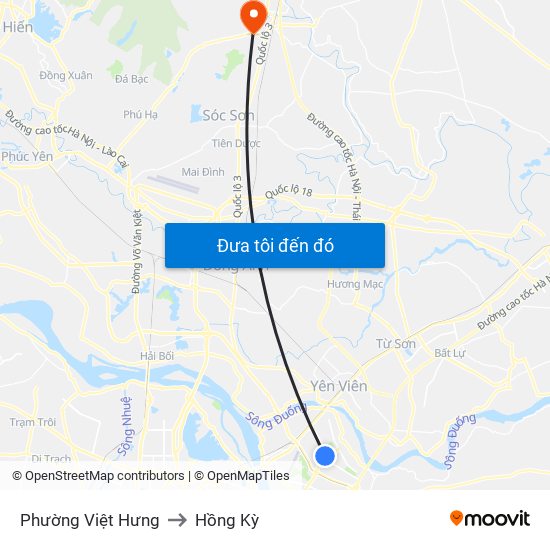 Phường Việt Hưng to Hồng Kỳ map