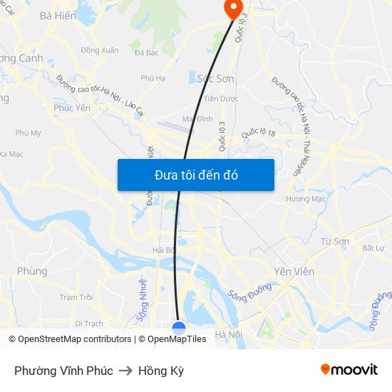 Phường Vĩnh Phúc to Hồng Kỳ map
