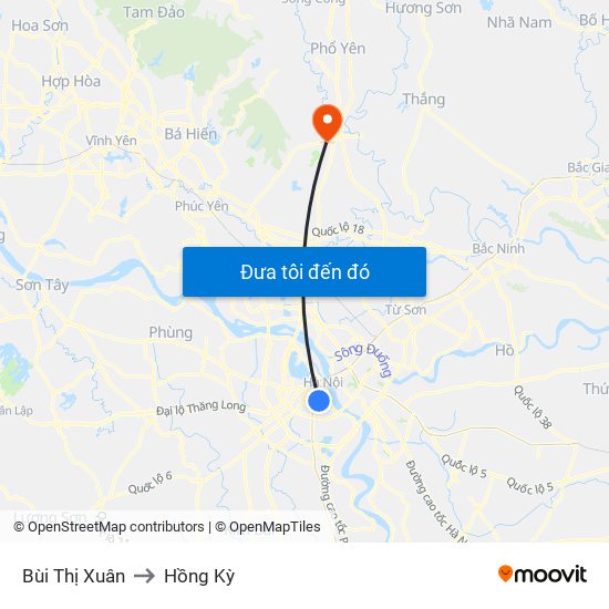 Bùi Thị Xuân to Hồng Kỳ map
