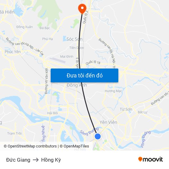 Đức Giang to Hồng Kỳ map