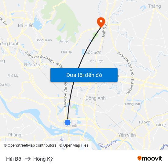 Hải Bối to Hồng Kỳ map