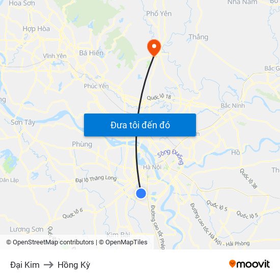 Đại Kim to Hồng Kỳ map