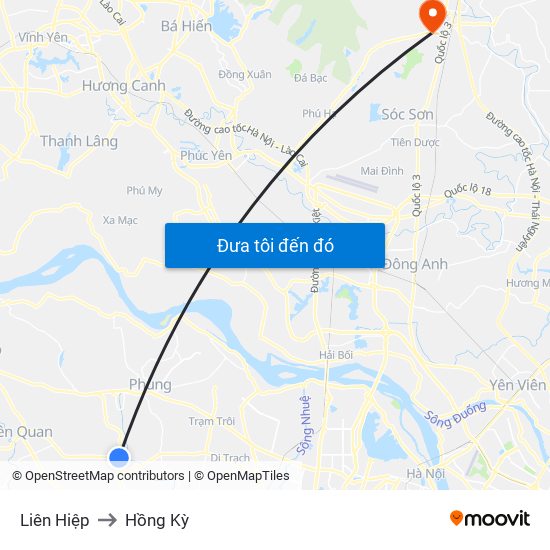 Liên Hiệp to Hồng Kỳ map