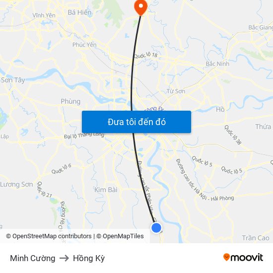 Minh Cường to Hồng Kỳ map