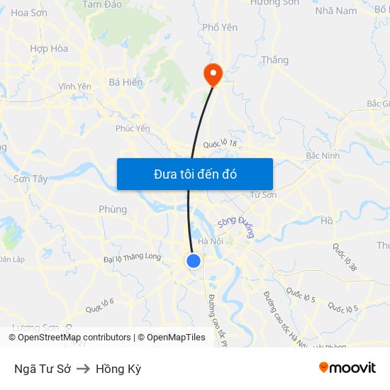 Ngã Tư Sở to Hồng Kỳ map