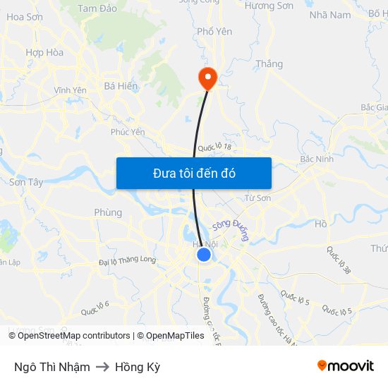 Ngô Thì Nhậm to Hồng Kỳ map