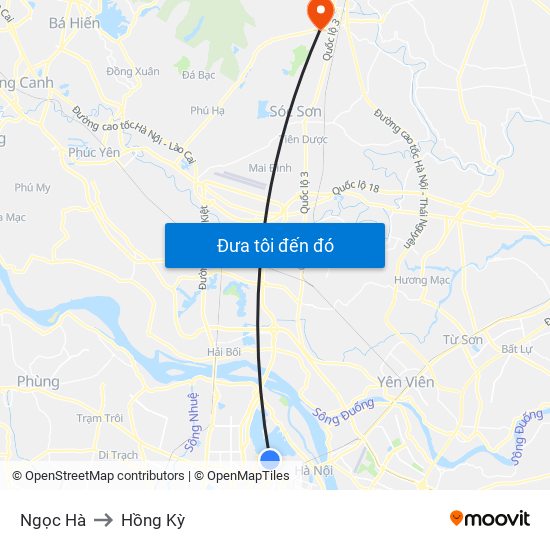 Ngọc Hà to Hồng Kỳ map