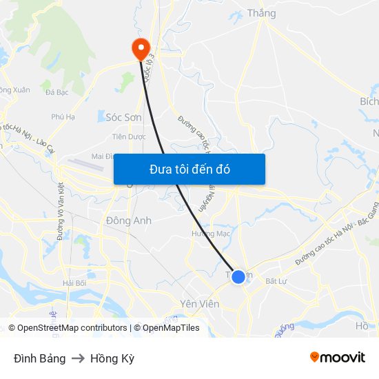 Đình Bảng to Hồng Kỳ map