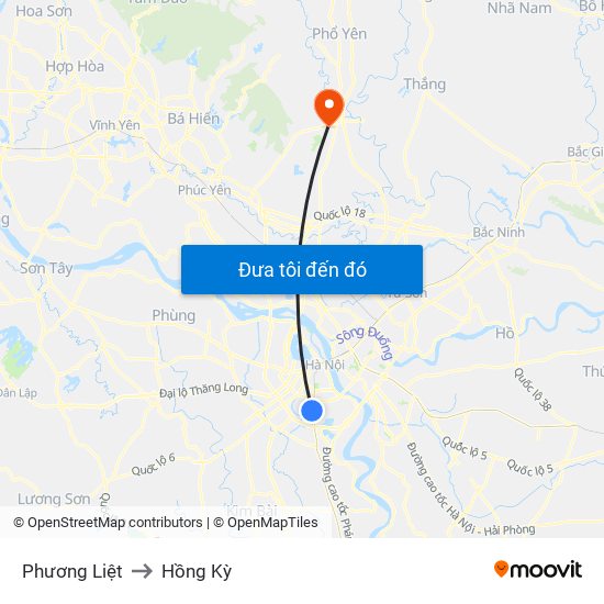 Phương Liệt to Hồng Kỳ map