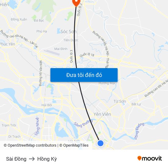 Sài Đồng to Hồng Kỳ map