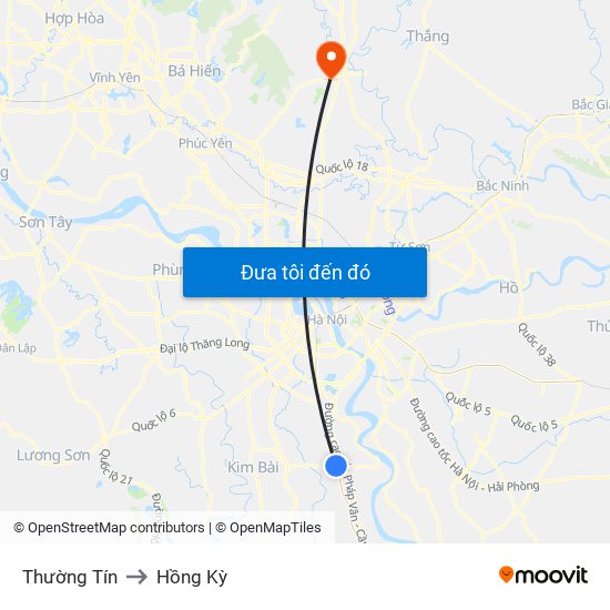 Thường Tín to Hồng Kỳ map