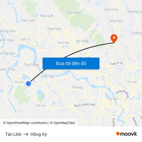 Tản Lĩnh to Hồng Kỳ map