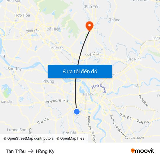 Tân Triều to Hồng Kỳ map