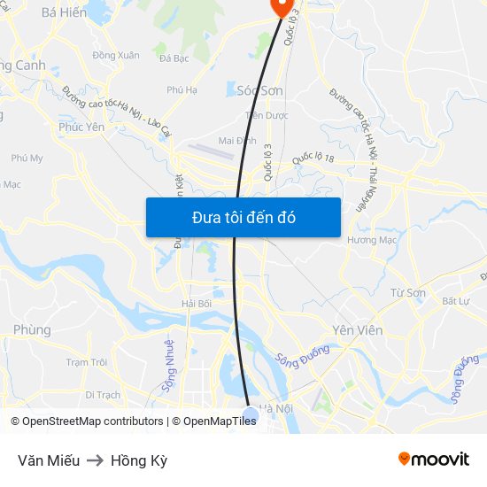 Văn Miếu to Hồng Kỳ map