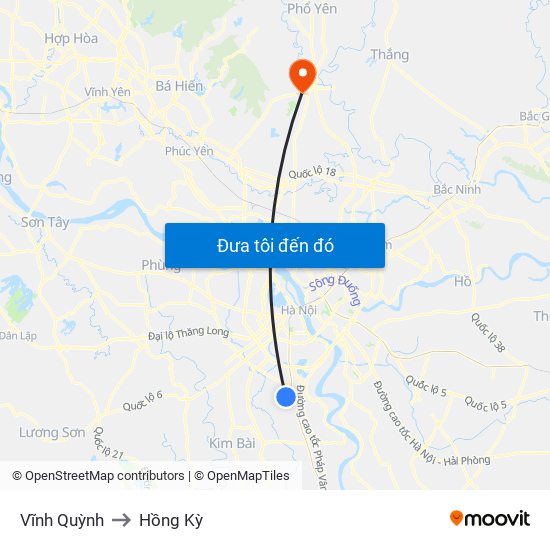 Vĩnh Quỳnh to Hồng Kỳ map