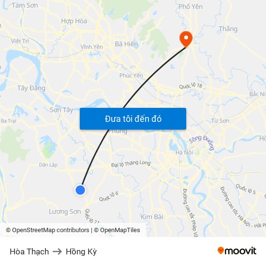 Hòa Thạch to Hồng Kỳ map