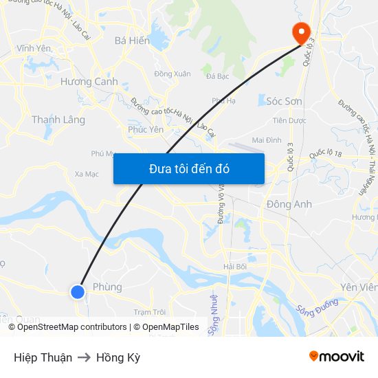 Hiệp Thuận to Hồng Kỳ map