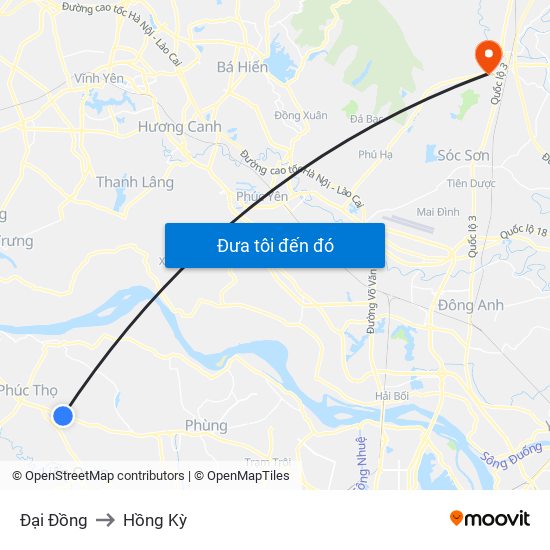 Đại Đồng to Hồng Kỳ map