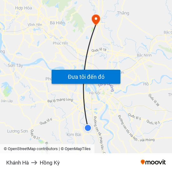 Khánh Hà to Hồng Kỳ map
