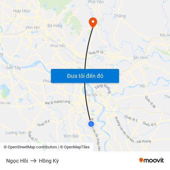 Ngọc Hồi to Hồng Kỳ map