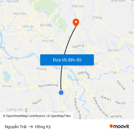 Nguyễn Trãi to Hồng Kỳ map