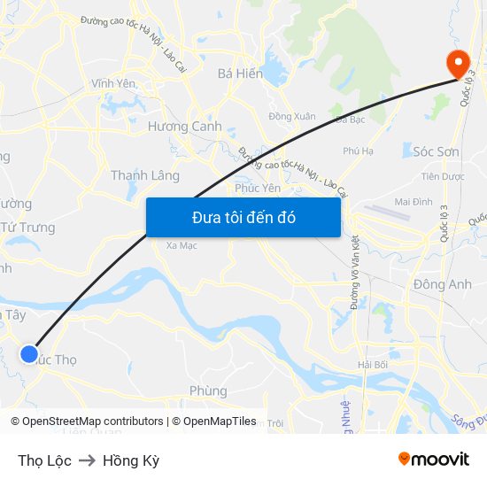 Thọ Lộc to Hồng Kỳ map