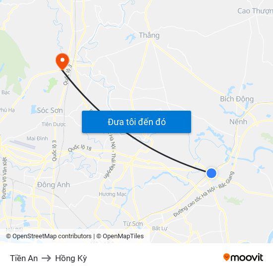 Tiền An to Hồng Kỳ map