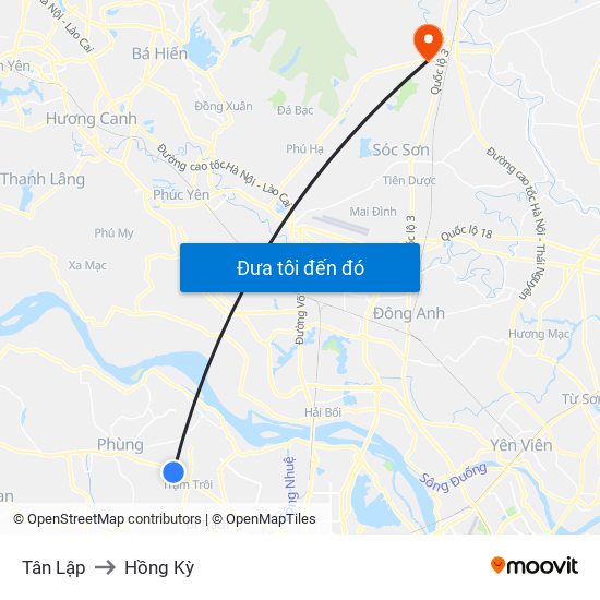 Tân Lập to Hồng Kỳ map