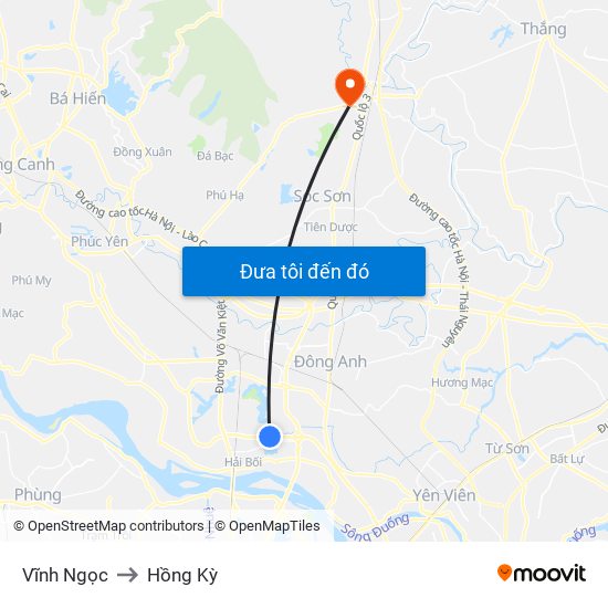 Vĩnh Ngọc to Hồng Kỳ map