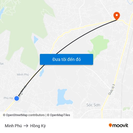 Minh Phú to Hồng Kỳ map