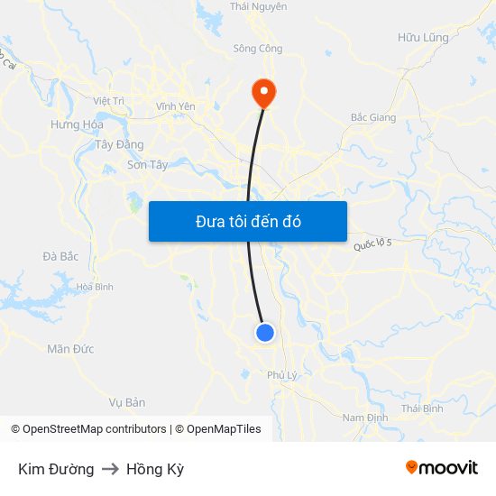 Kim Đường to Hồng Kỳ map