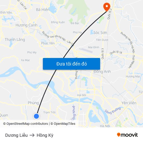 Dương Liễu to Hồng Kỳ map