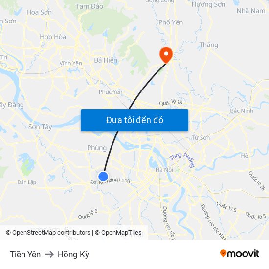 Tiền Yên to Hồng Kỳ map