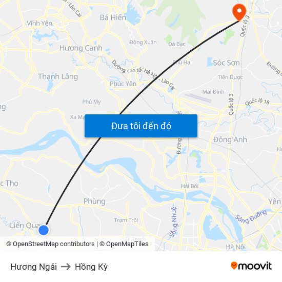 Hương Ngải to Hồng Kỳ map