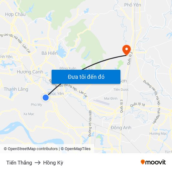 Tiến Thắng to Hồng Kỳ map