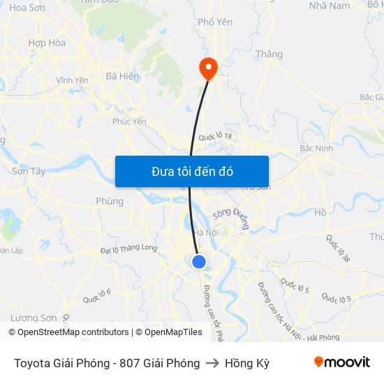 Toyota Giải Phóng - 807 Giải Phóng to Hồng Kỳ map