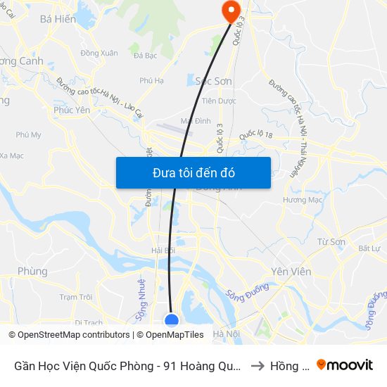 Gần Học Viện Quốc Phòng - 91 Hoàng Quốc Việt to Hồng Kỳ map